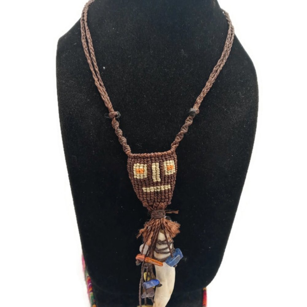 Handmade Unisex Shaman Necklace - Macramé Thread Art from the Andean Mountains o